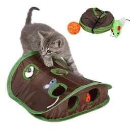 image-Cute Pet Cat Interactive Hide Seek Game 9 Holes Tunnel Mouse Hunt Intelligence Toy Pet Hidden Hole Kitten Foldable Toys