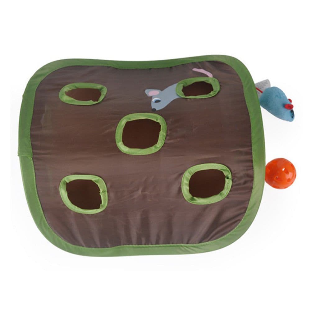 image-Cute Pet Cat Interactive Hide Seek Game 9 Holes Tunnel Mouse Hunt Intelligence Toy Pet Hidden Hole Kitten Foldable Toys