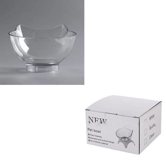 image-Non Slip Double Cat Bowl With Raised Stand Pet Food Cat Feeder Protect Cervical Vertebra Dog Bowl Transparent Pet Products