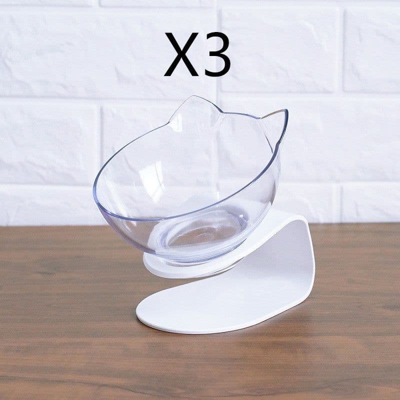 image-Non Slip Double Cat Bowl With Raised Stand Pet Food Cat Feeder Protect Cervical Vertebra Dog Bowl Transparent Pet Products
