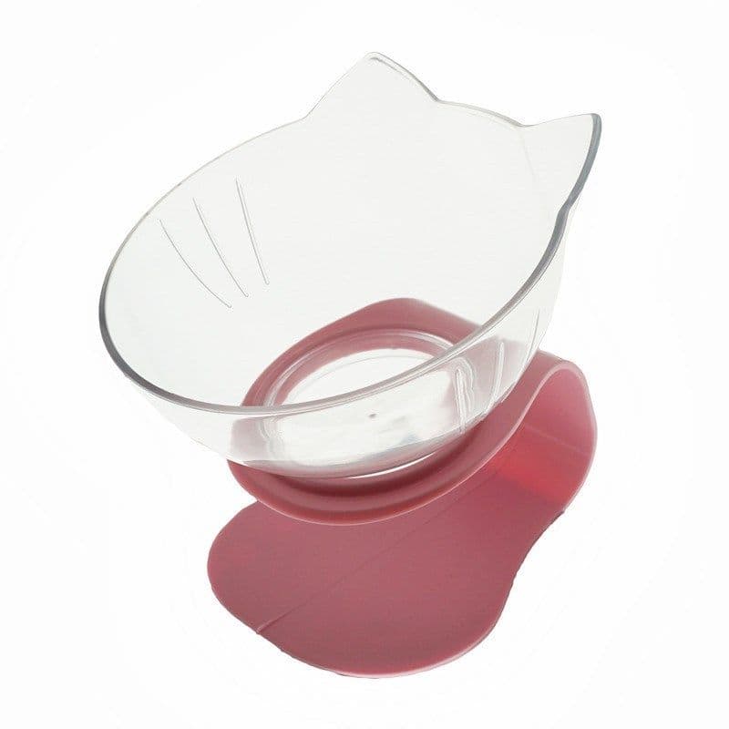 image-Non Slip Double Cat Bowl With Raised Stand Pet Food Cat Feeder Protect Cervical Vertebra Dog Bowl Transparent Pet Products