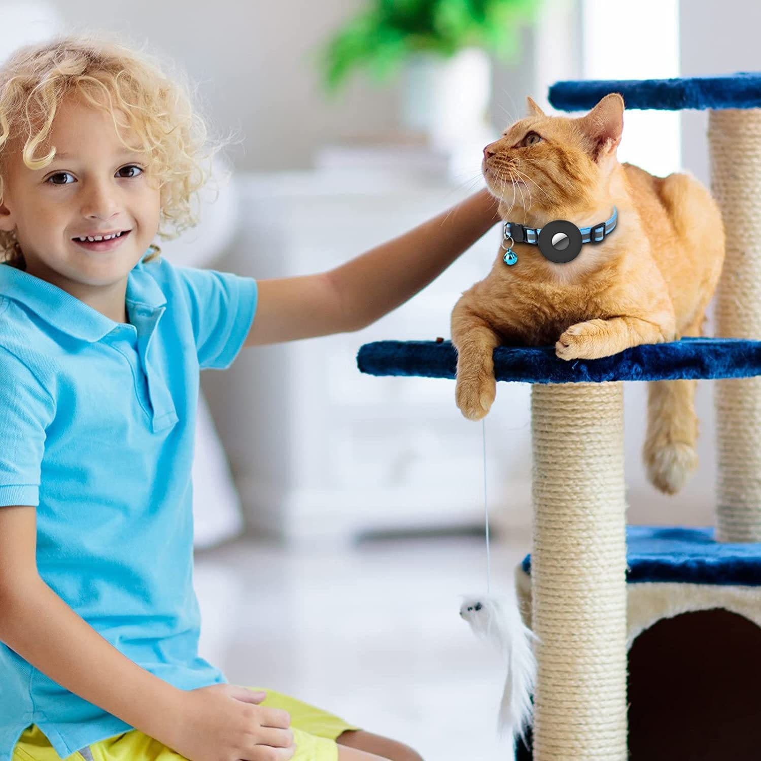 image-Airtag Pet Collar With Bell Reflective Adjustable Anti-lost Cat Dog Collar