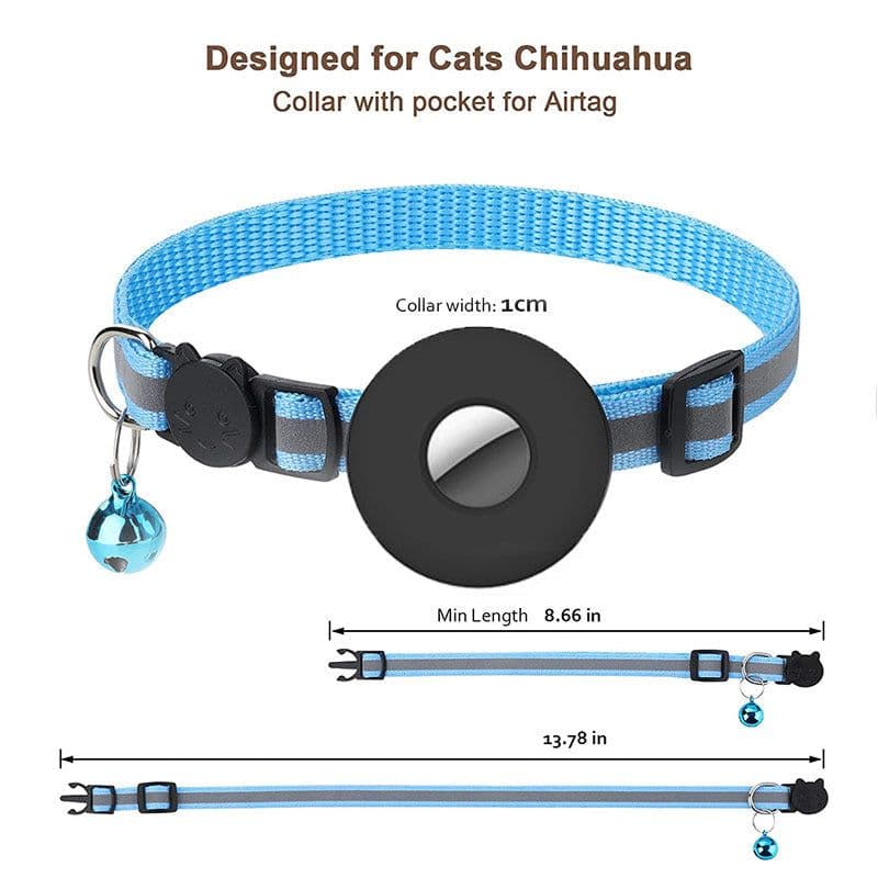 image-Airtag Pet Collar With Bell Reflective Adjustable Anti-lost Cat Dog Collar