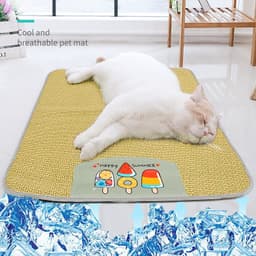 image-Pet Mat Ice Cool Grass Mat Dog's Nest Tengzhu Cooling Summer Pet's Nest Cat Sleeping Mat Anti Scratch Dog Bed Anti Moisture Dogs Cats Supplies Summer Pet Products