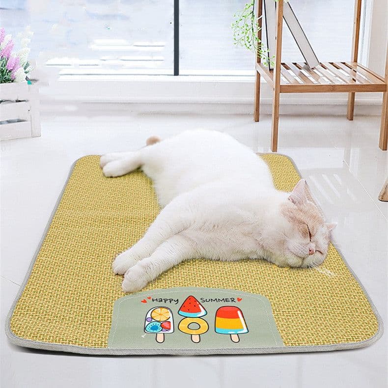 image-Pet Mat Ice Cool Grass Mat Dog's Nest Tengzhu Cooling Summer Pet's Nest Cat Sleeping Mat Anti Scratch Dog Bed Anti Moisture Dogs Cats Supplies Summer Pet Products