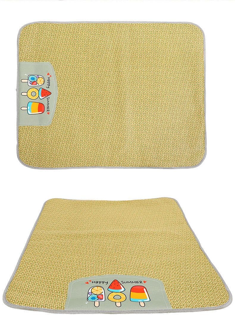 image-Pet Mat Ice Cool Grass Mat Dog's Nest Tengzhu Cooling Summer Pet's Nest Cat Sleeping Mat Anti Scratch Dog Bed Anti Moisture Dogs Cats Supplies Summer Pet Products