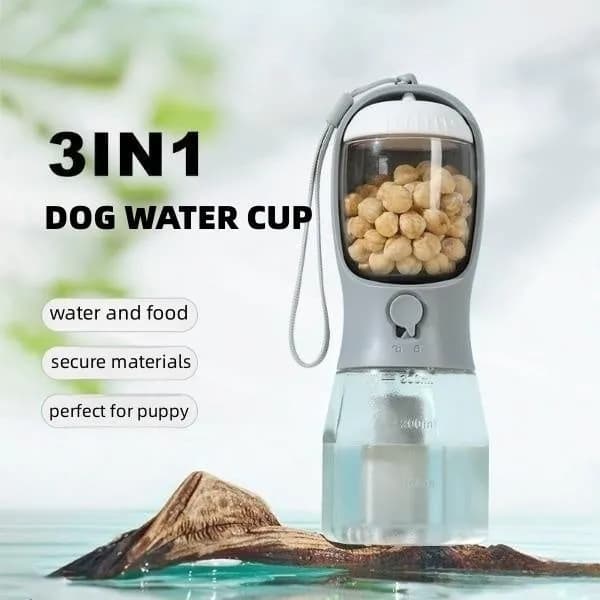 image-Dog Water Cup Drinking Food Garbage Bag Three-in-one Portable Small Multi-functional Pet Cups Pets Supplies