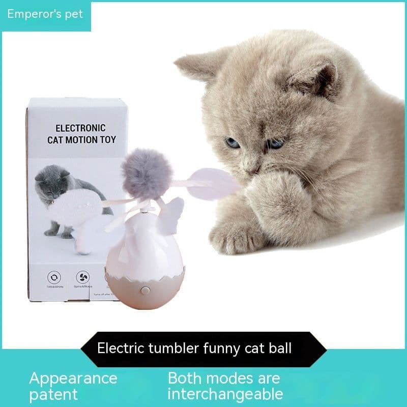 image-Electric Cat Teasing Ball Cute Pet Electric Tumbler Ball Toy Cat Self-Hi Relieving Stuffy Toy Smart Cat Toy