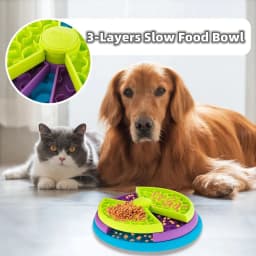image-Slow Food Bowl Anti Choking Cat Bowl Dog Basin Puzzle Feeder Healthy Pet Rotating Game Board Pet Products