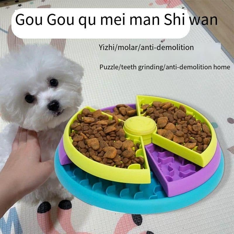 image-Slow Food Bowl Anti Choking Cat Bowl Dog Basin Puzzle Feeder Healthy Pet Rotating Game Board Pet Products