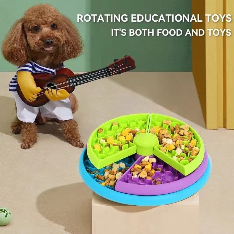 image-Slow Food Bowl Anti Choking Cat Bowl Dog Basin Puzzle Feeder Healthy Pet Rotating Game Board Pet Products