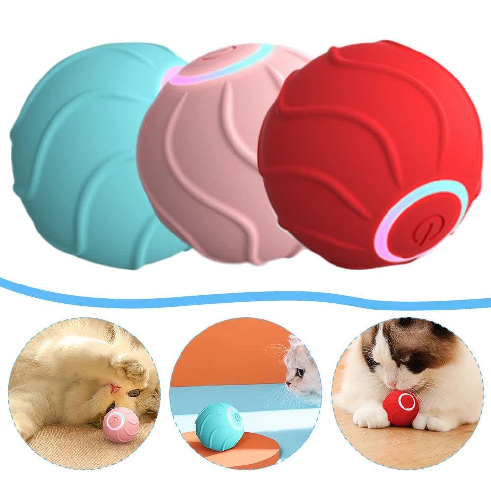 image-Smart Cat Toys Rolling Ball Pet Cat Owner Interactive Pets Toys Automatic Bouncing Ball USB Self Hi Teasing Kittens Jumping Ball