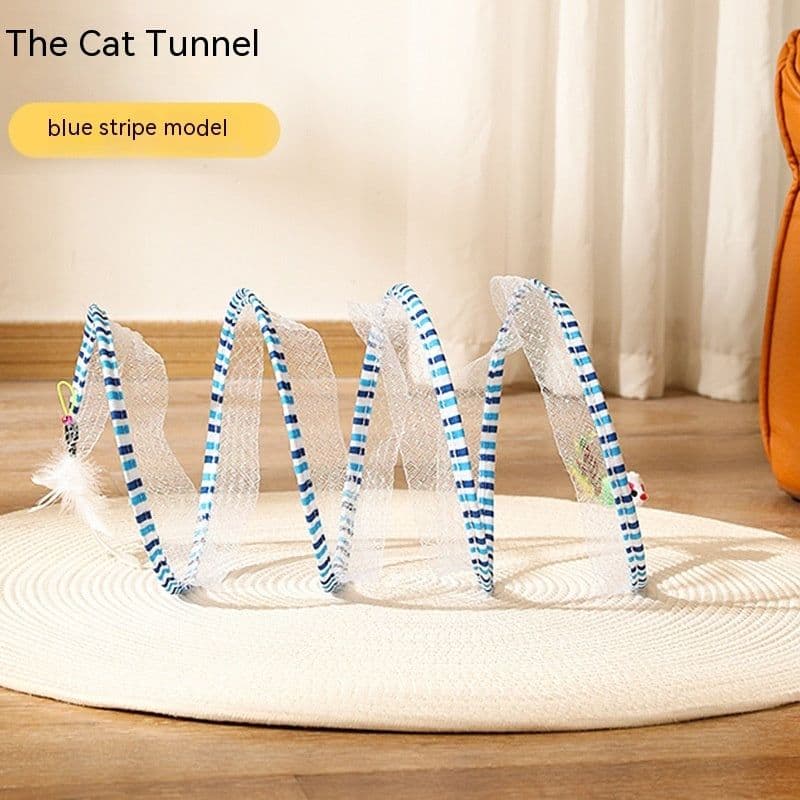 image-Folded Cat Tunnel S Type Cats Tunnel Spring Toy Mouse Tunnel Cat Outdoor Cat Toys For Kitten Interactive Cat Supplies