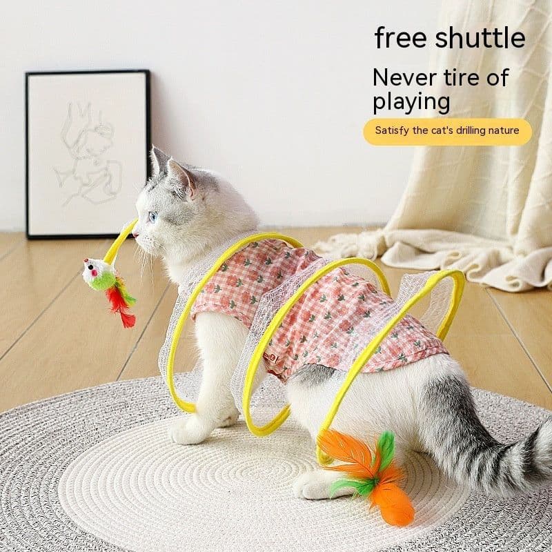 image-Folded Cat Tunnel S Type Cats Tunnel Spring Toy Mouse Tunnel Cat Outdoor Cat Toys For Kitten Interactive Cat Supplies