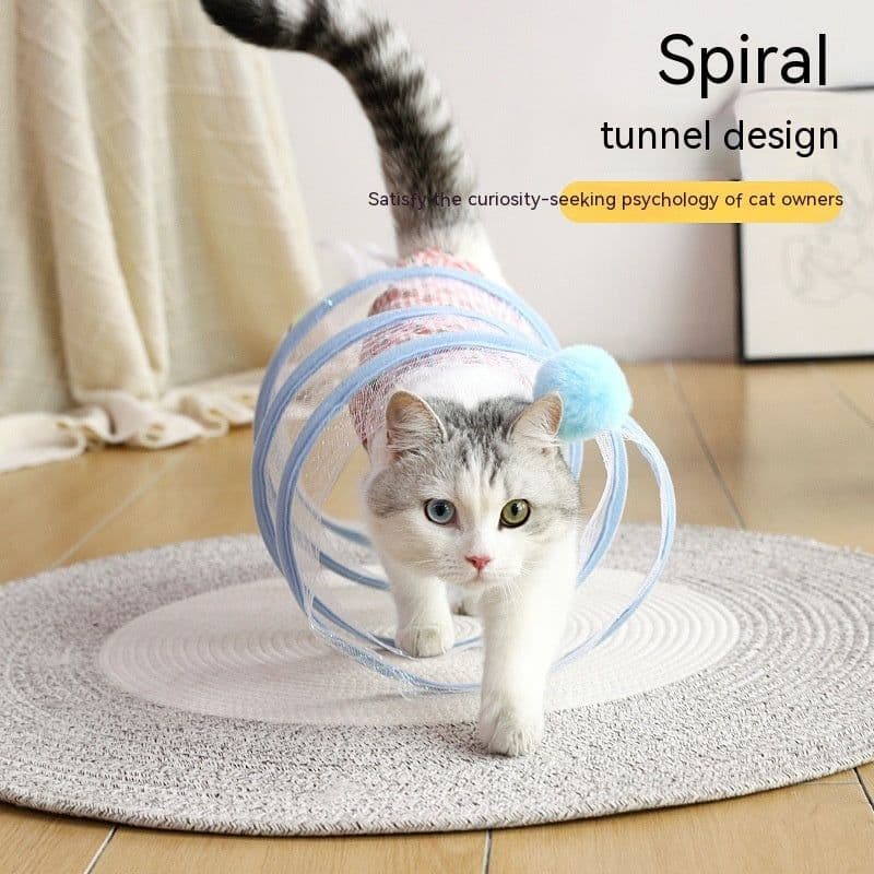 image-Folded Cat Tunnel S Type Cats Tunnel Spring Toy Mouse Tunnel Cat Outdoor Cat Toys For Kitten Interactive Cat Supplies