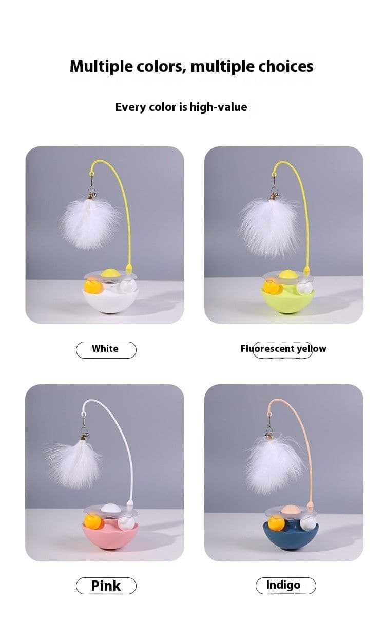 image-Cat Interactive Toy Funny Tumbler Toy Kitten Exercise Catching Leaky Food Ball Teaser Feather Wand Toys For Cat Accessories Pet Products