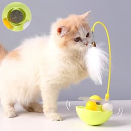 image-Cat Interactive Toy Funny Tumbler Toy Kitten Exercise Catching Leaky Food Ball Teaser Feather Wand Toys For Cat Accessories Pet Products