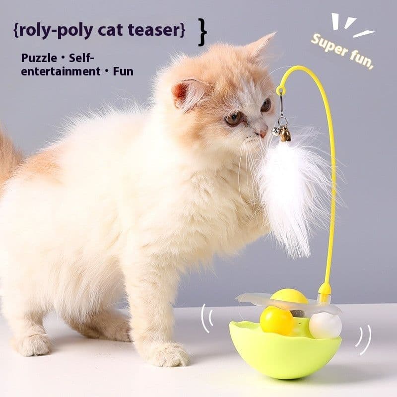image-Cat Interactive Toy Funny Tumbler Toy Kitten Exercise Catching Leaky Food Ball Teaser Feather Wand Toys For Cat Accessories Pet Products