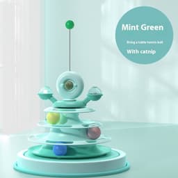 image-4 Levels Cat Toy Tower Turntable Roller Balls Toys Interactive Intelligence Pets Toys Training Track Puzzle Funny Games Accessories Pet Products