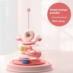 image-4 Levels Cat Toy Tower Turntable Roller Balls Toys Interactive Intelligence Pets Toys Training Track Puzzle Funny Games Accessories Pet Products
