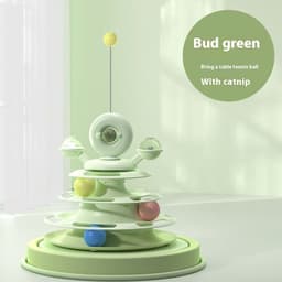 image-4 Levels Cat Toy Tower Turntable Roller Balls Toys Interactive Intelligence Pets Toys Training Track Puzzle Funny Games Accessories Pet Products