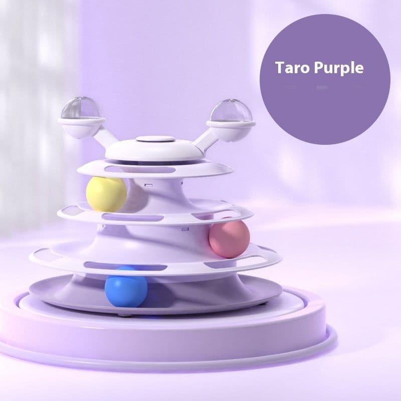 image-4 Levels Cat Toy Tower Turntable Roller Balls Toys Interactive Intelligence Pets Toys Training Track Puzzle Funny Games Accessories Pet Products