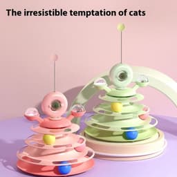 image-4 Levels Cat Toy Tower Turntable Roller Balls Toys Interactive Intelligence Pets Toys Training Track Puzzle Funny Games Accessories Pet Products