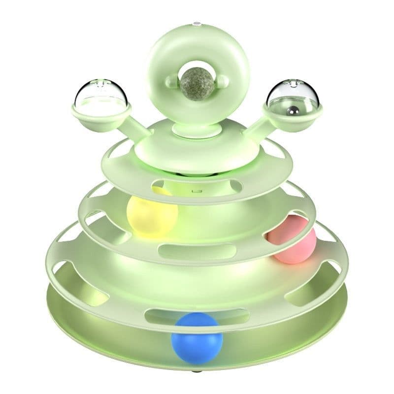 image-4 Levels Cat Toy Tower Turntable Roller Balls Toys Interactive Intelligence Pets Toys Training Track Puzzle Funny Games Accessories Pet Products