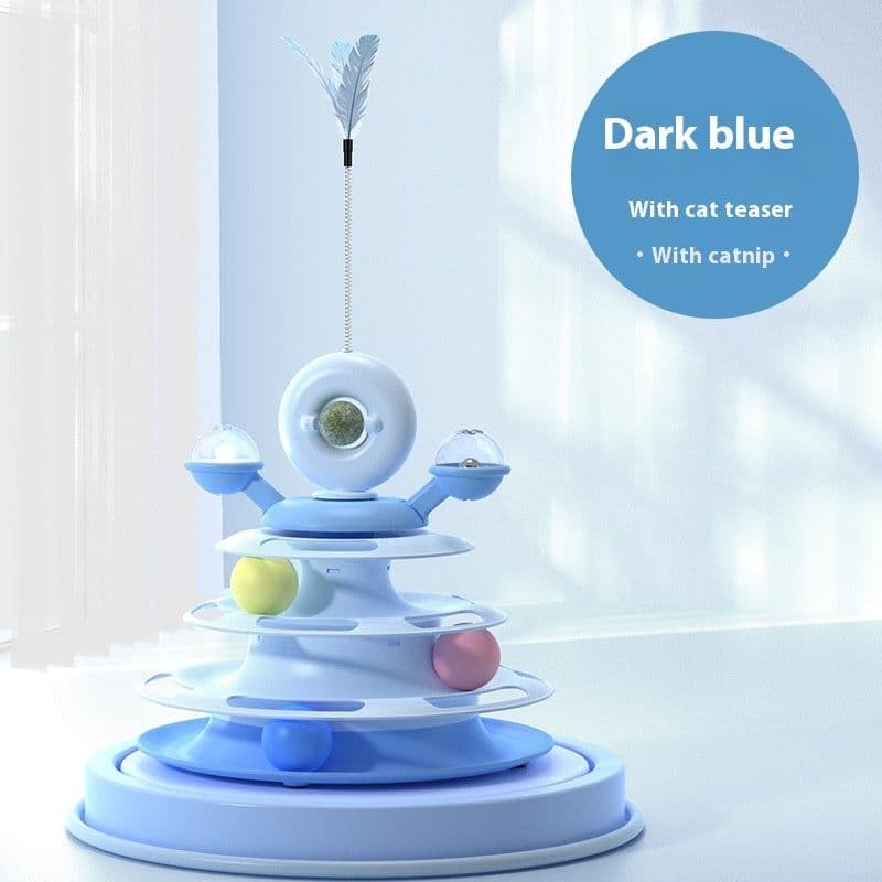 image-4 Levels Cat Toy Tower Turntable Roller Balls Toys Interactive Intelligence Pets Toys Training Track Puzzle Funny Games Accessories Pet Products