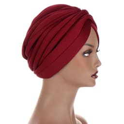 image-New Headwraps Hats For Women Solid Twist Ruffle Cotton Caps Chemo Beanies Turban Headwear Hats For Cancer