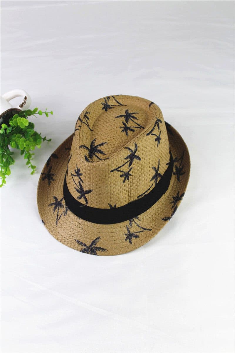 image-Summer Children Straw Hat Print Baby Hats Kids