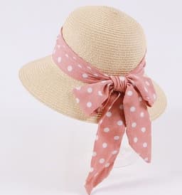 image-New Children's Straw Hats Leisure Ribbon Bow Hat