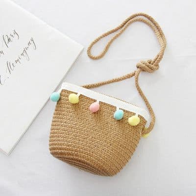 image-Summer Children'S Bags, Hats, Female Decoration, Small Colored Balls, Sunscreen, Lace, Beach Hats, Breathable Sandals