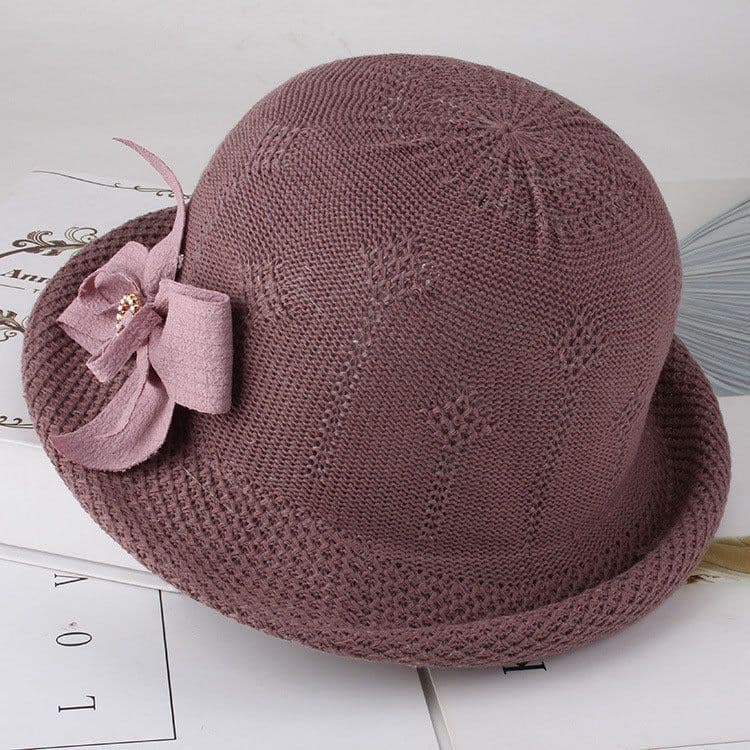 image-Women'S Hats Korean Version Of The Fashion Alice Along The Flower Knitted Women'S Hats Sun Hats