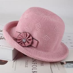 image-Women'S Hats Korean Version Of The Fashion Alice Along The Flower Knitted Women'S Hats Sun Hats
