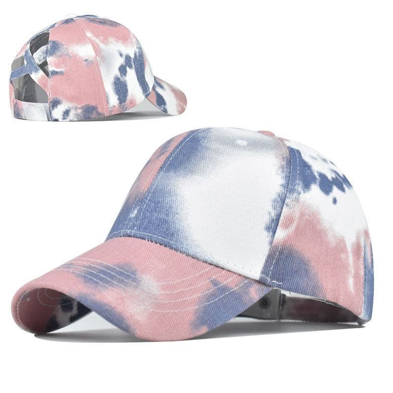 image-Tie-Dye Hats, Pure Cotton, European And American Women'S Empty Top Hats, Sun Visors, Cotton Ponytail Caps