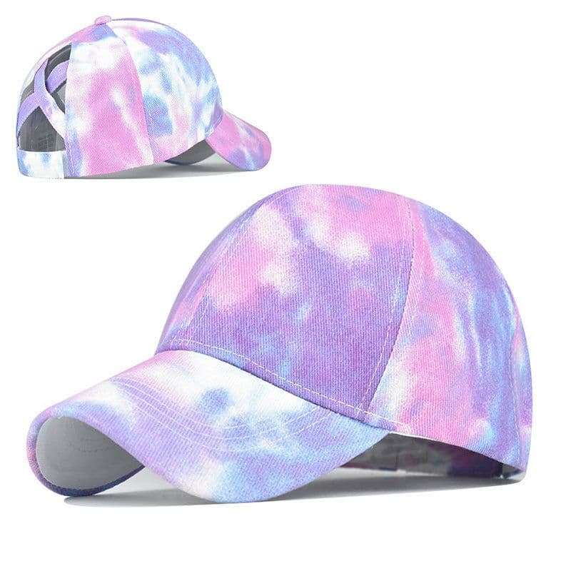 image-Tie-Dye Hats, Pure Cotton, European And American Women'S Empty Top Hats, Sun Visors, Cotton Ponytail Caps