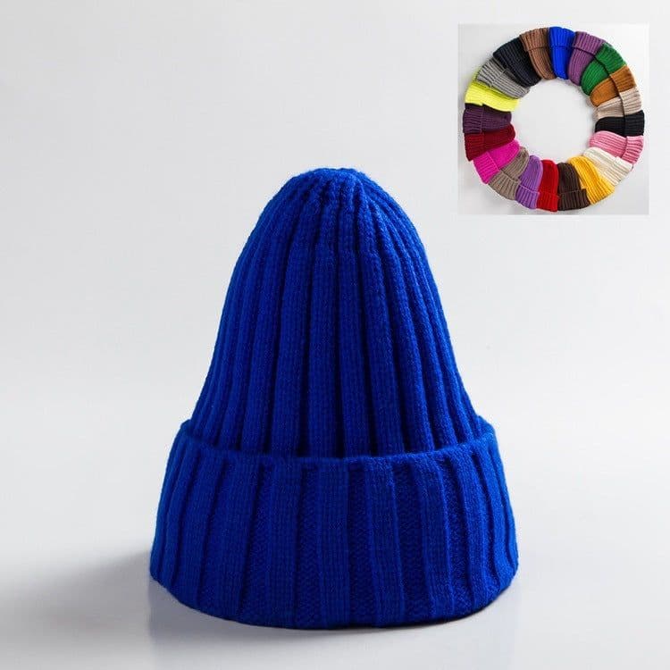 image-New Woolen Curly-brimmed Winter Warm Knitting Pointed Hats
