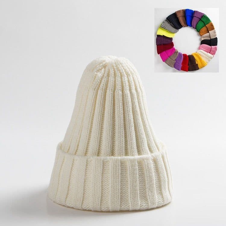 image-New Woolen Curly-brimmed Winter Warm Knitting Pointed Hats