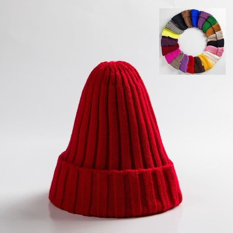 image-New Woolen Curly-brimmed Winter Warm Knitting Pointed Hats