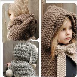 image-Girls Hats Handmade Kids Winter Hats Wrap Bear Scarf Caps Cute Autumn Children Cartoon Bear Knitted Hats