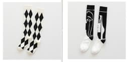 image-Trendy Cool Calf Socks Female Retro Street Black And White