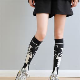 image-Trendy Cool Calf Socks Female Retro Street Black And White