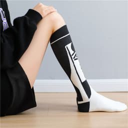 image-Trendy Cool Calf Socks Female Retro Street Black And White