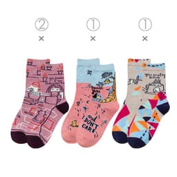 image-Female Socks In Tube Cotton Cute Funny Color Plaid