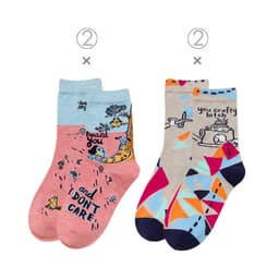 image-Female Socks In Tube Cotton Cute Funny Color Plaid
