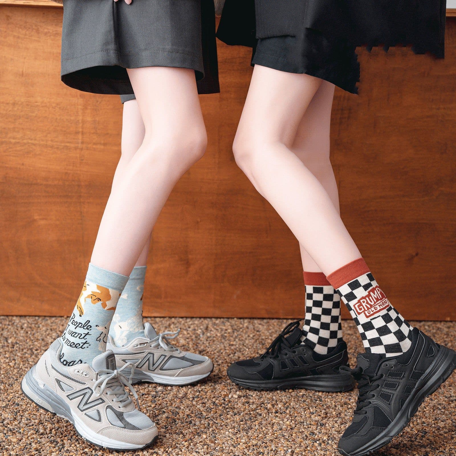 image-Female Socks In Tube Cotton Cute Funny Color Plaid