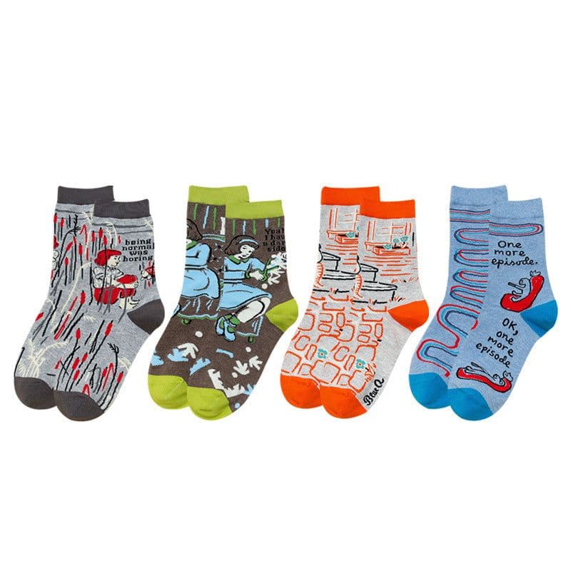 image-Female Socks In Tube Cotton Cute Funny Color Plaid