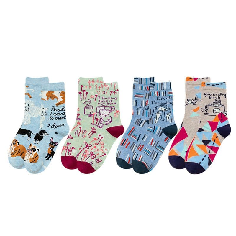 image-Female Socks In Tube Cotton Cute Funny Color Plaid