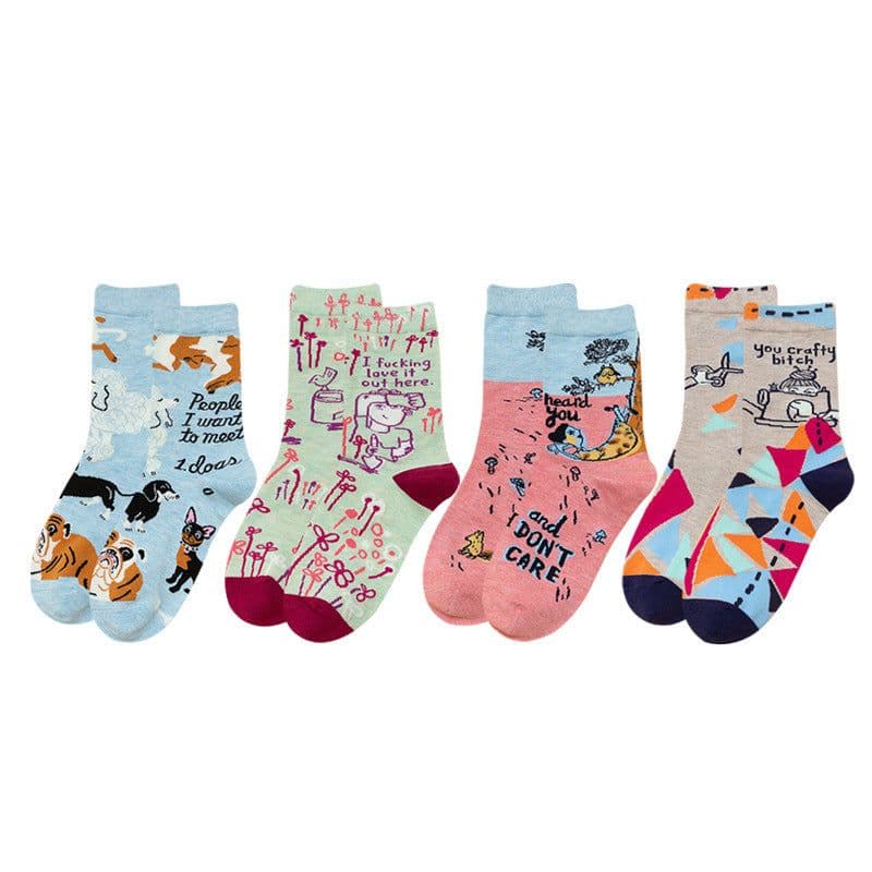 image-Female Socks In Tube Cotton Cute Funny Color Plaid